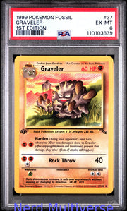 GRAVELER 37/62 1ST EDITION FOSSIL POKEMON PSA 6 639