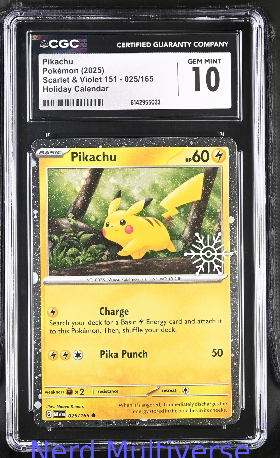 PIKACHU 025/165 HOLIDAY CALENDAR SCARLET & VIOLET 151 POKEMON CGC 10 033