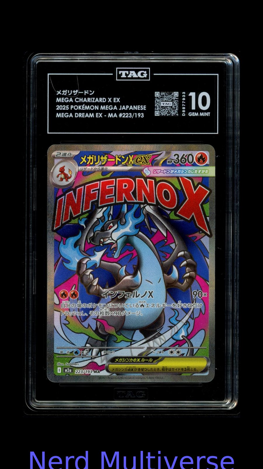 メガリザードンX MEGA CHARIZARD X EX 223/193 ATTACK RARE POKEMON TAG 10 933