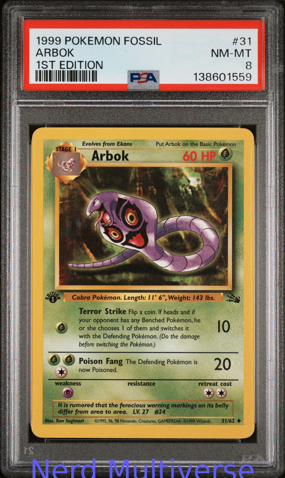 ARBOK 31/62 1ST EDITION FOSSIL POKEMON PSA 8 559