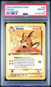 RAICHU 29/62 1ST EDITION FOSSIL POKEMON PSA 8 292