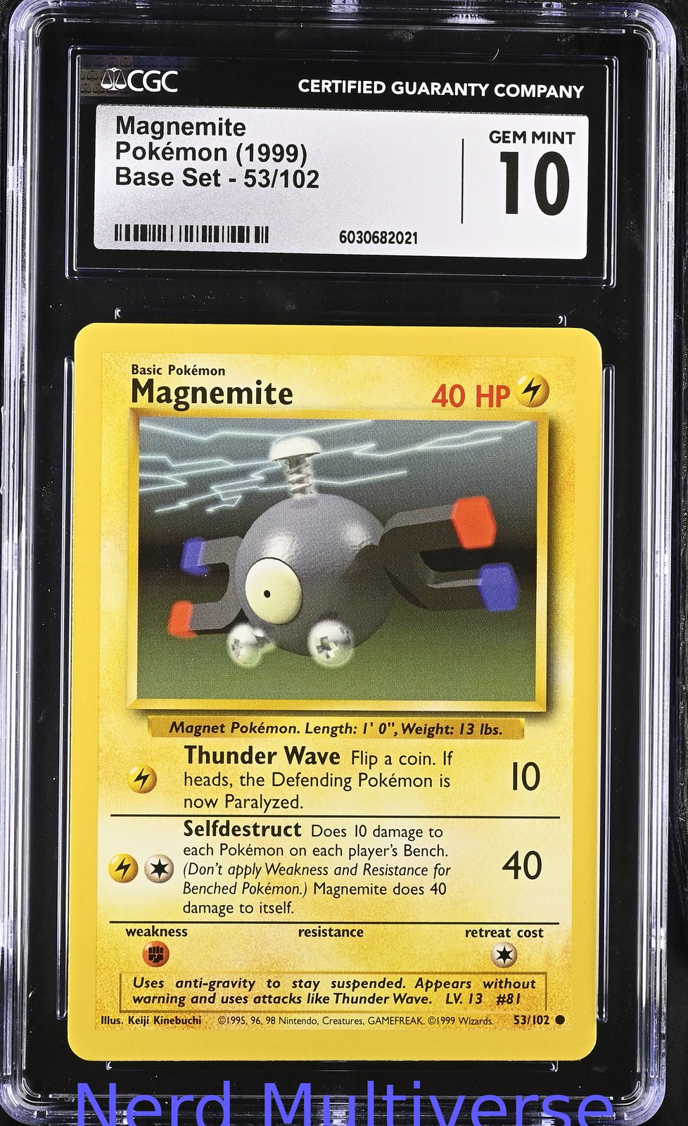 MAGNEMITE 53/102 BASE SET POKEMON CGC 10 021