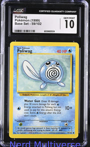 POLIWAG 59/102 BASE SET POKEMON CGC 10 024