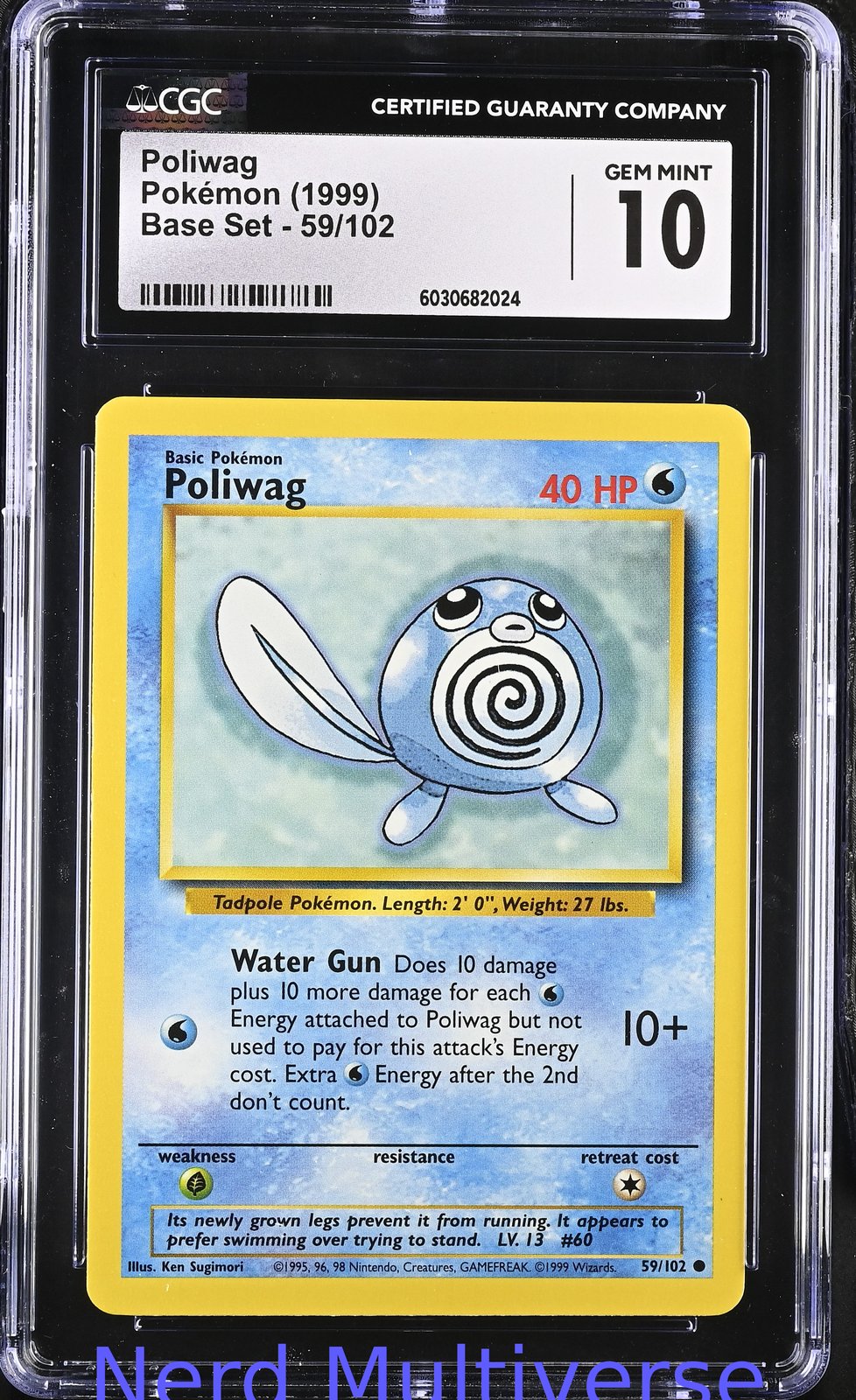 POLIWAG 59/102 BASE SET POKEMON CGC 10 024
