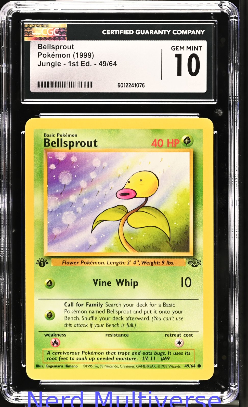 BELLSPROUT 49/64 JUNGLE - 1ST ED. POKEMON CGC 10 076