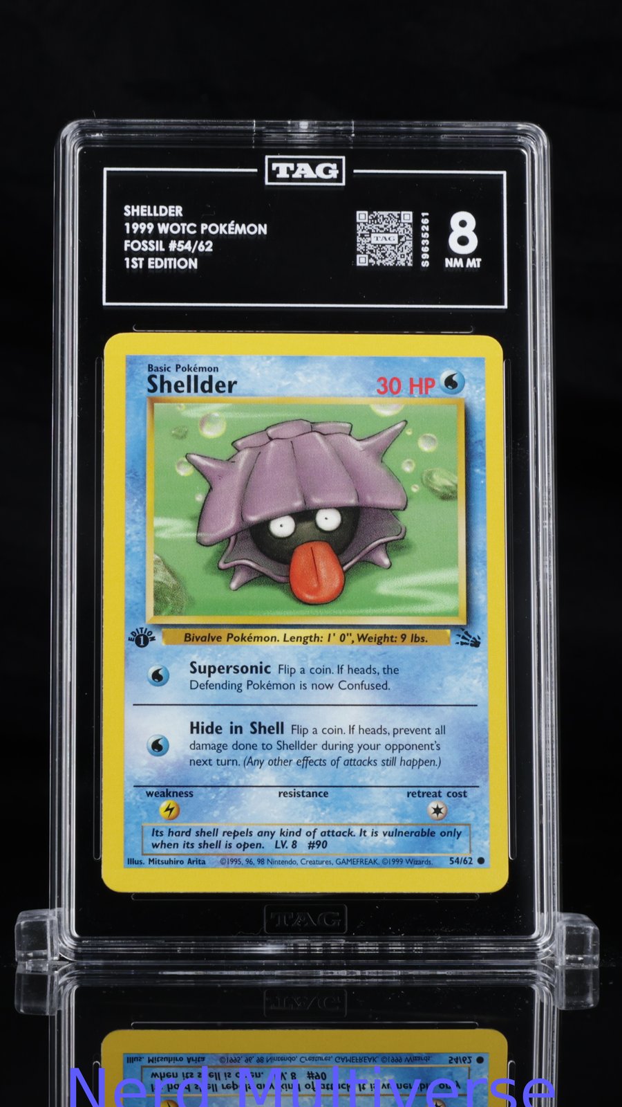 SHELLDER 54/62 WOTC POKEMON FOSSIL - 1ST EDITION POKEMON TAG 8 261