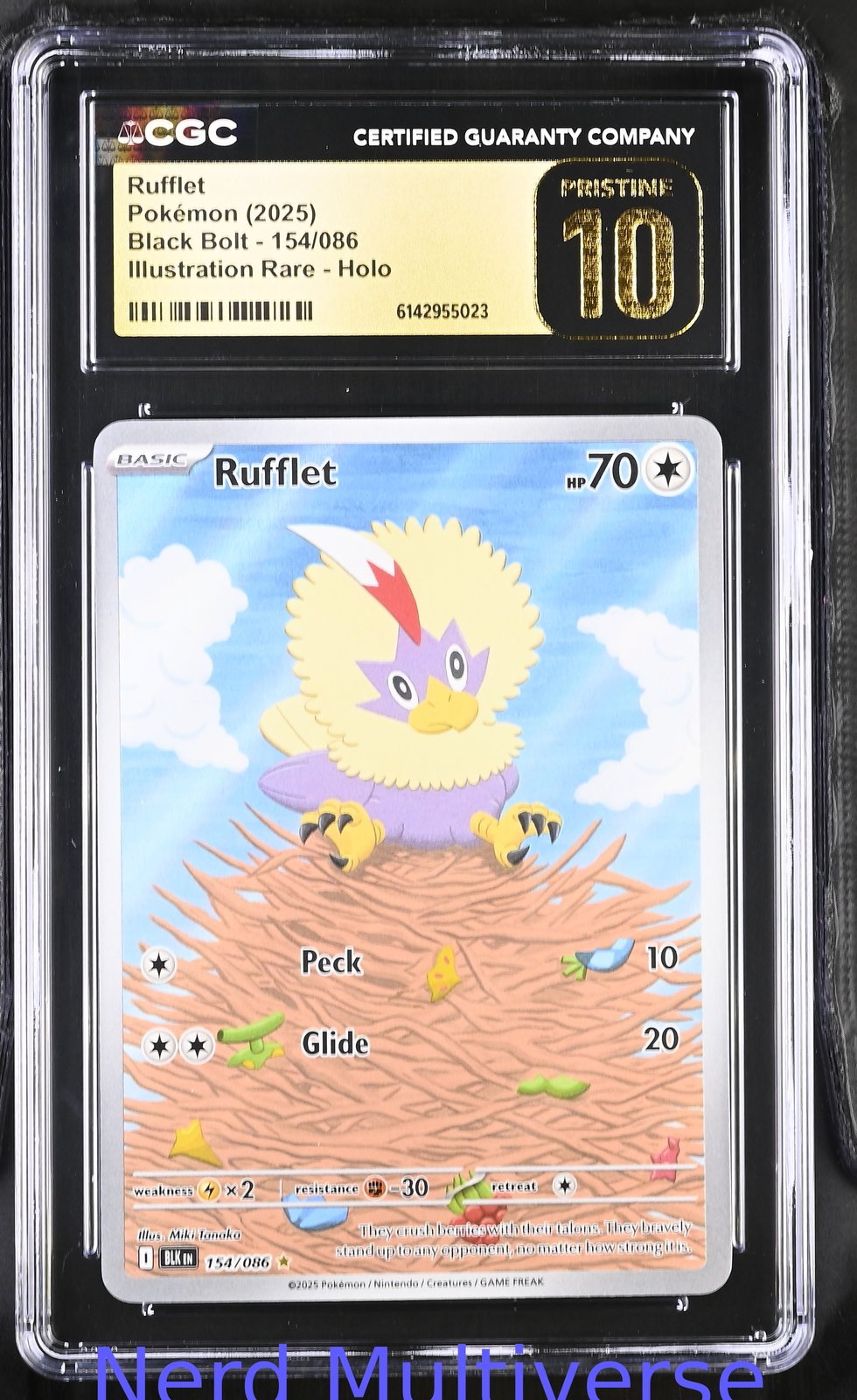 RUFFLET 154/086 ILLUSTRATION RARE HOLO BLACK BOLT POKEMON CGC 10 023