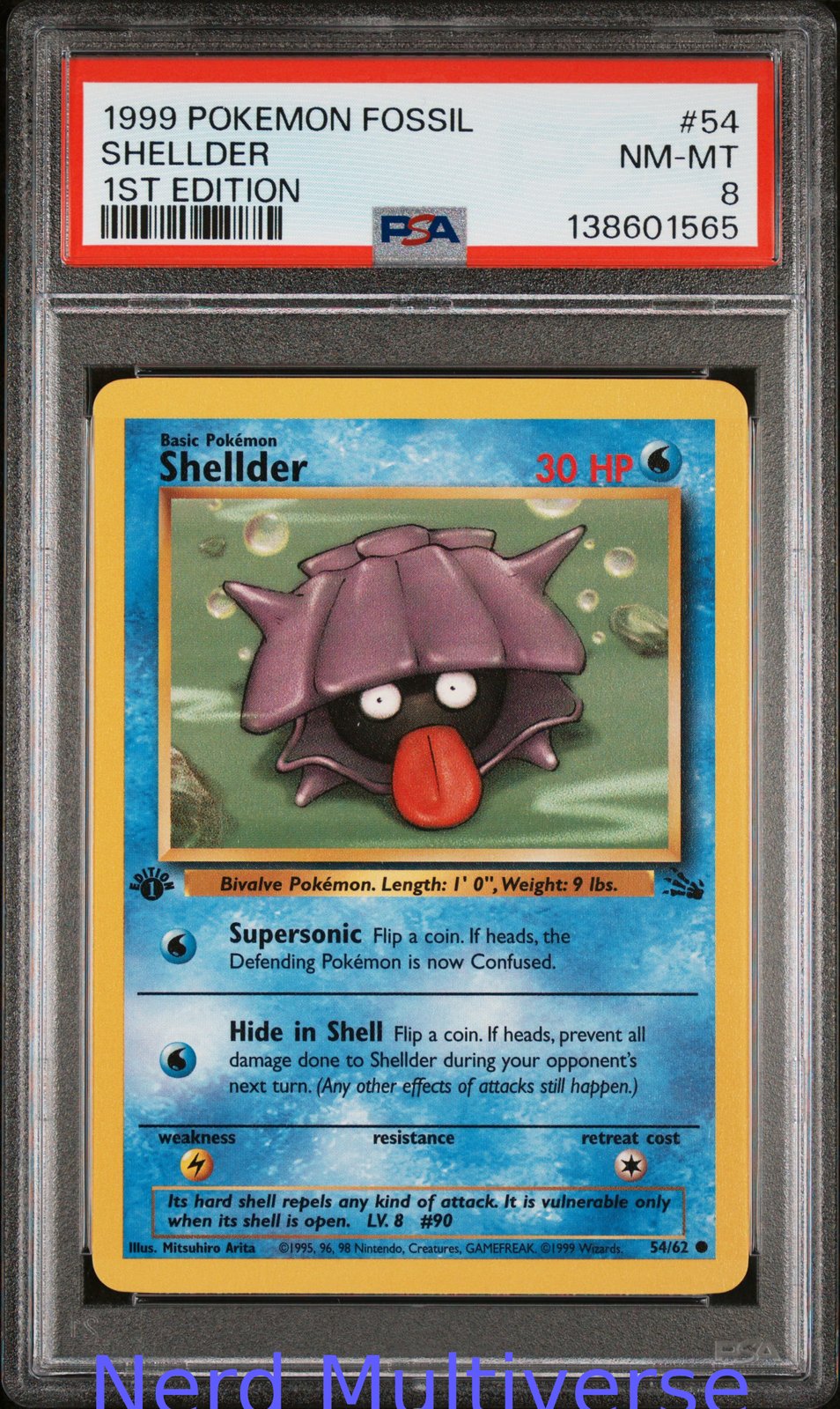 SHELLDER 54/62 1ST EDITION FOSSIL POKEMON PSA 8 565