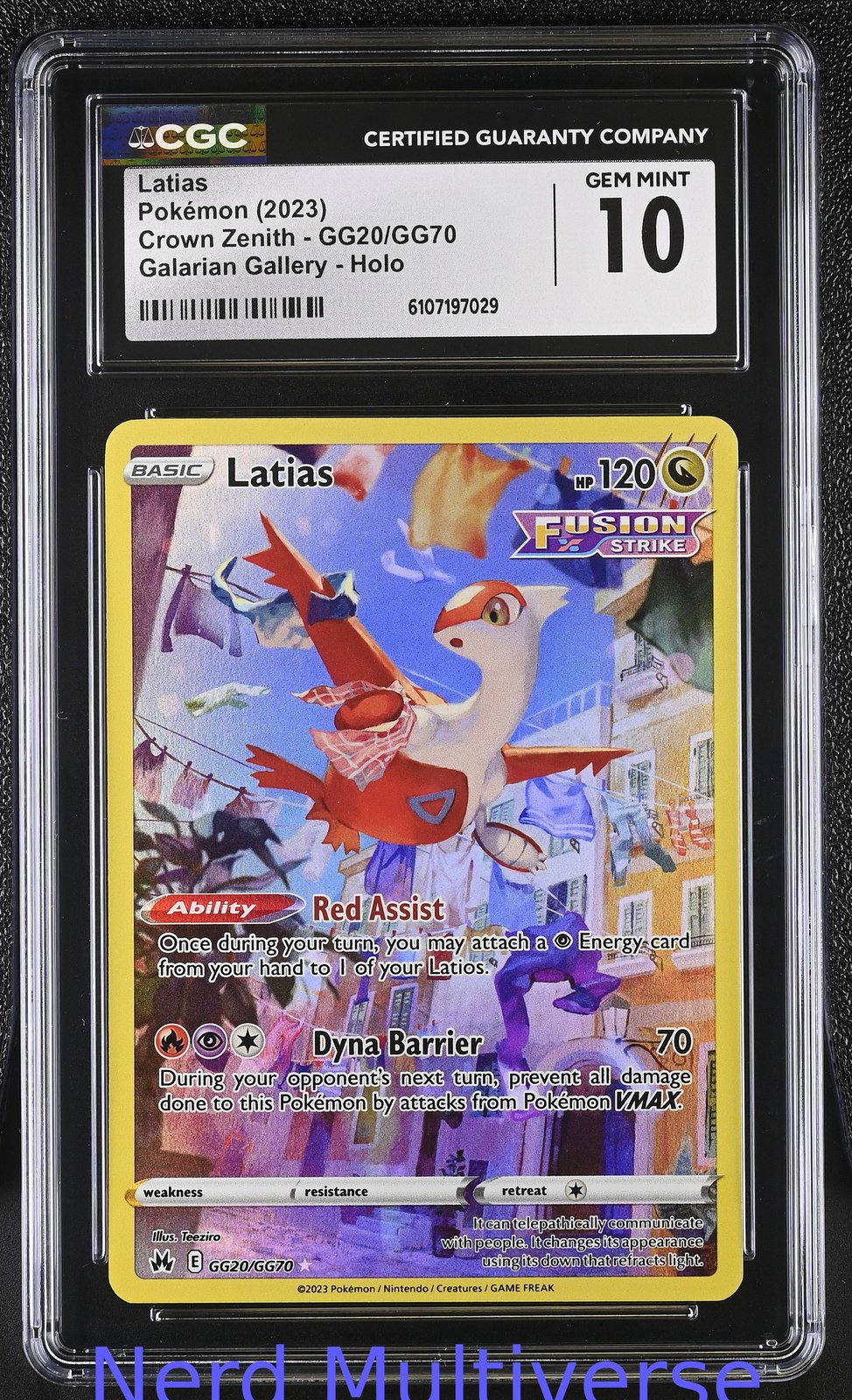LATIAS GG20/GG70 GALARIAN GALLERY HOLO CROWN ZENITH POKEMON CGC 10 029