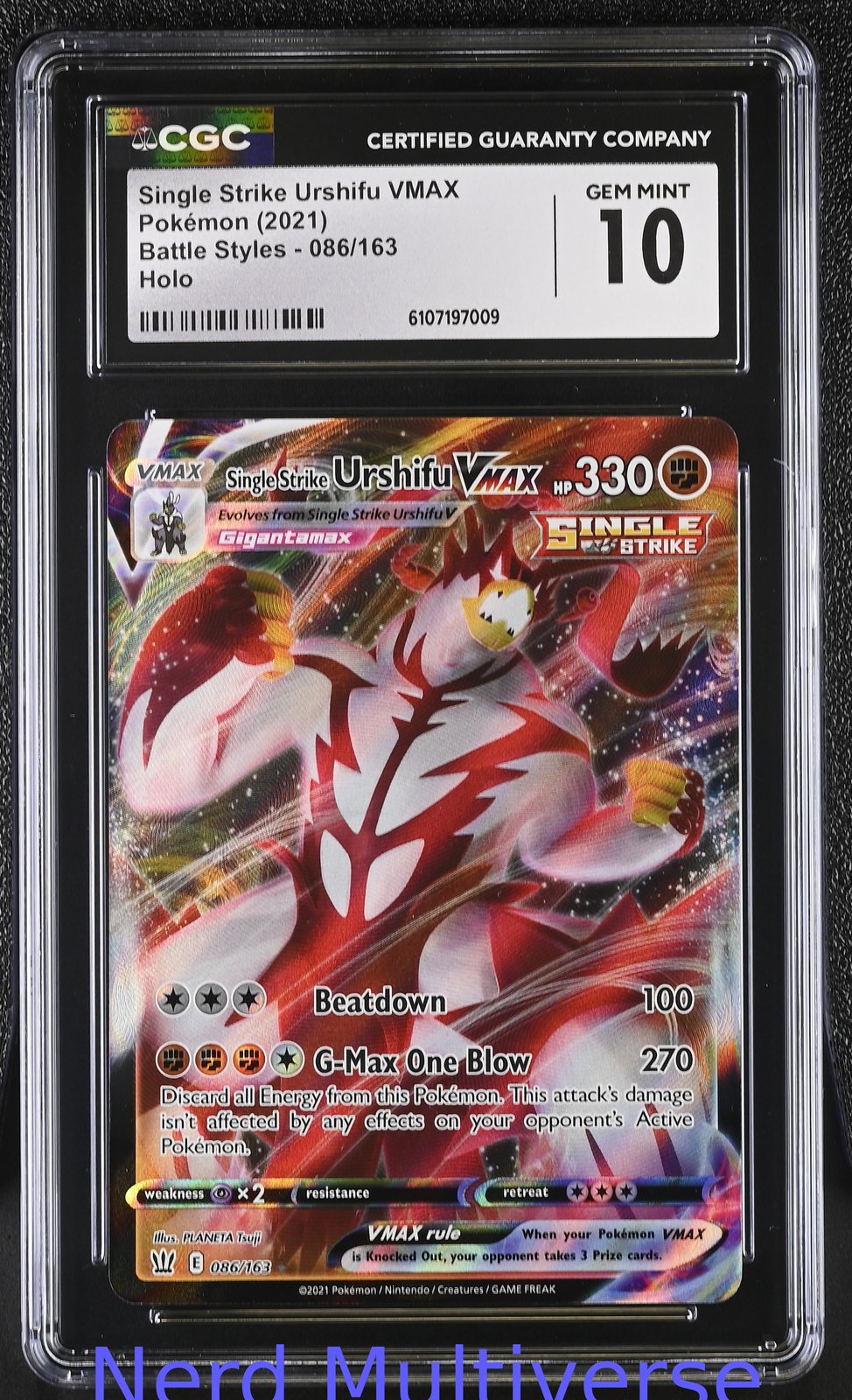 SINGLE STRIKE URSHIFU VMAX 086/163 HOLO BATTLE STYLES POKEMON CGC 10 009