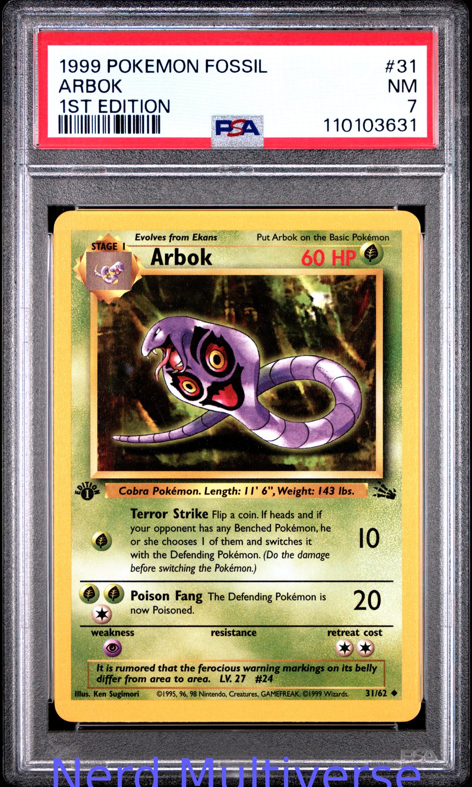 ARBOK 31/62 1ST EDITION FOSSIL POKEMON PSA 7 631