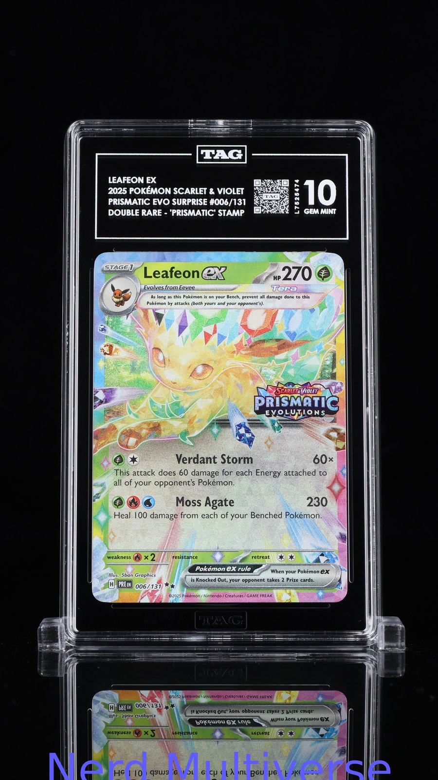 LEAFEON EX 006/131 DOUBLE RARE - "PRISMATIC EVOLUTIONS" STAMP POKEMON TAG 10 474