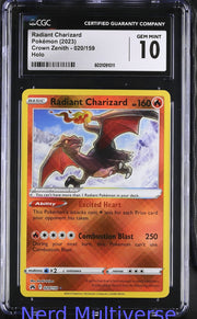 RADIANT CHARIZARD 020/159 HOLO CROWN ZENITH POKEMON CGC 10 011