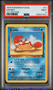 KRABBY 51/62 1ST EDITION FOSSIL POKEMON PSA 9 563