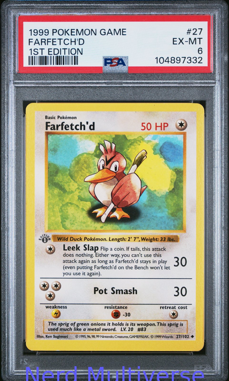 FARFETCH'D 27/102 1ST EDITION GAME POKEMON PSA 6 332