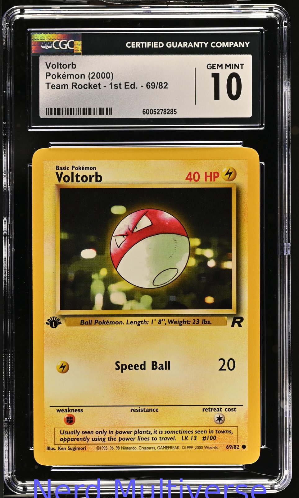 VOLTORB 69/82 TEAM ROCKET - 1ST ED. POKEMON CGC 10 285