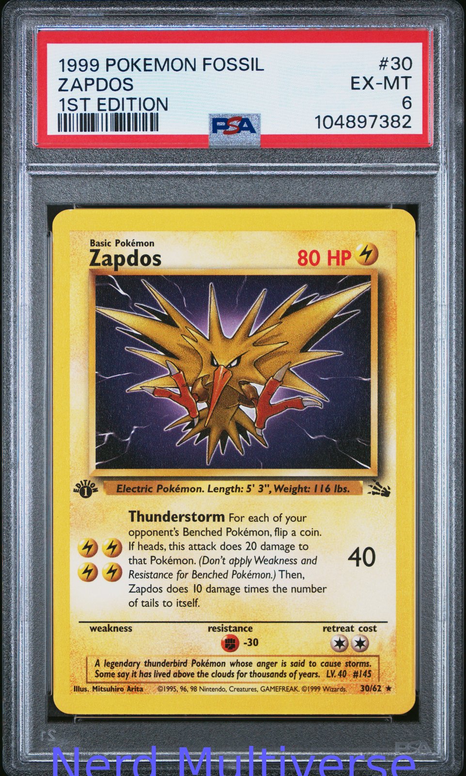 ZAPDOS 30/62 1ST EDITION FOSSIL POKEMON PSA 6 382