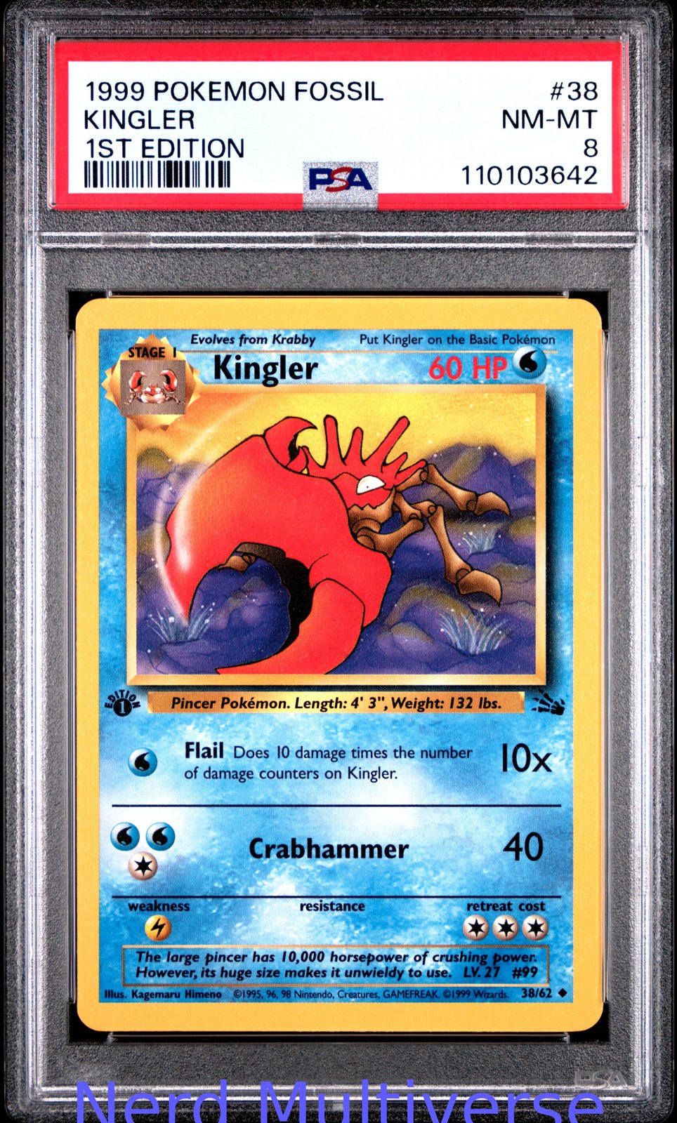 KINGLER 38/62 1ST EDITION FOSSIL POKEMON PSA 8 642