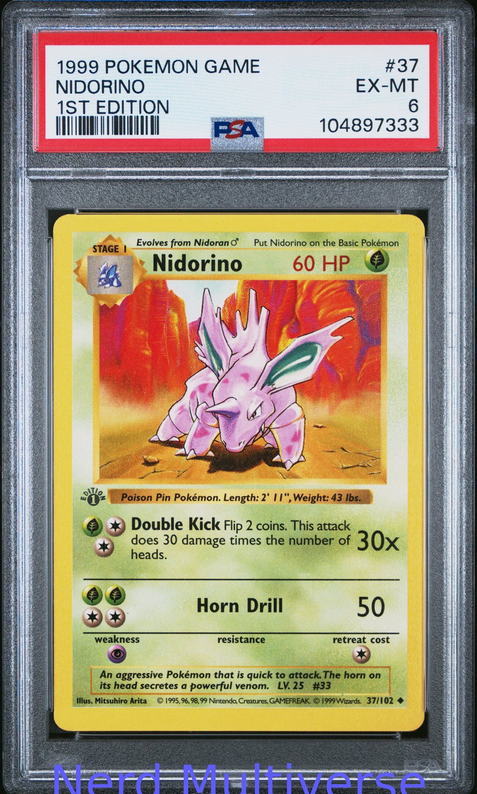 NIDORINO 37/102 1ST EDITION GAME POKEMON PSA 6 333