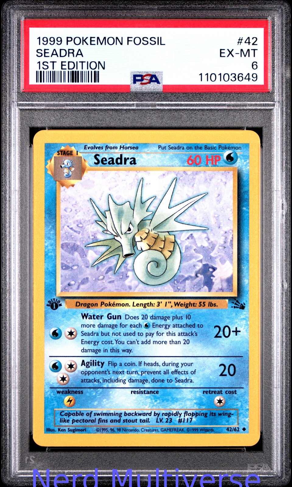 SEADRA 42/62 1ST EDITION FOSSIL POKEMON PSA 6 649