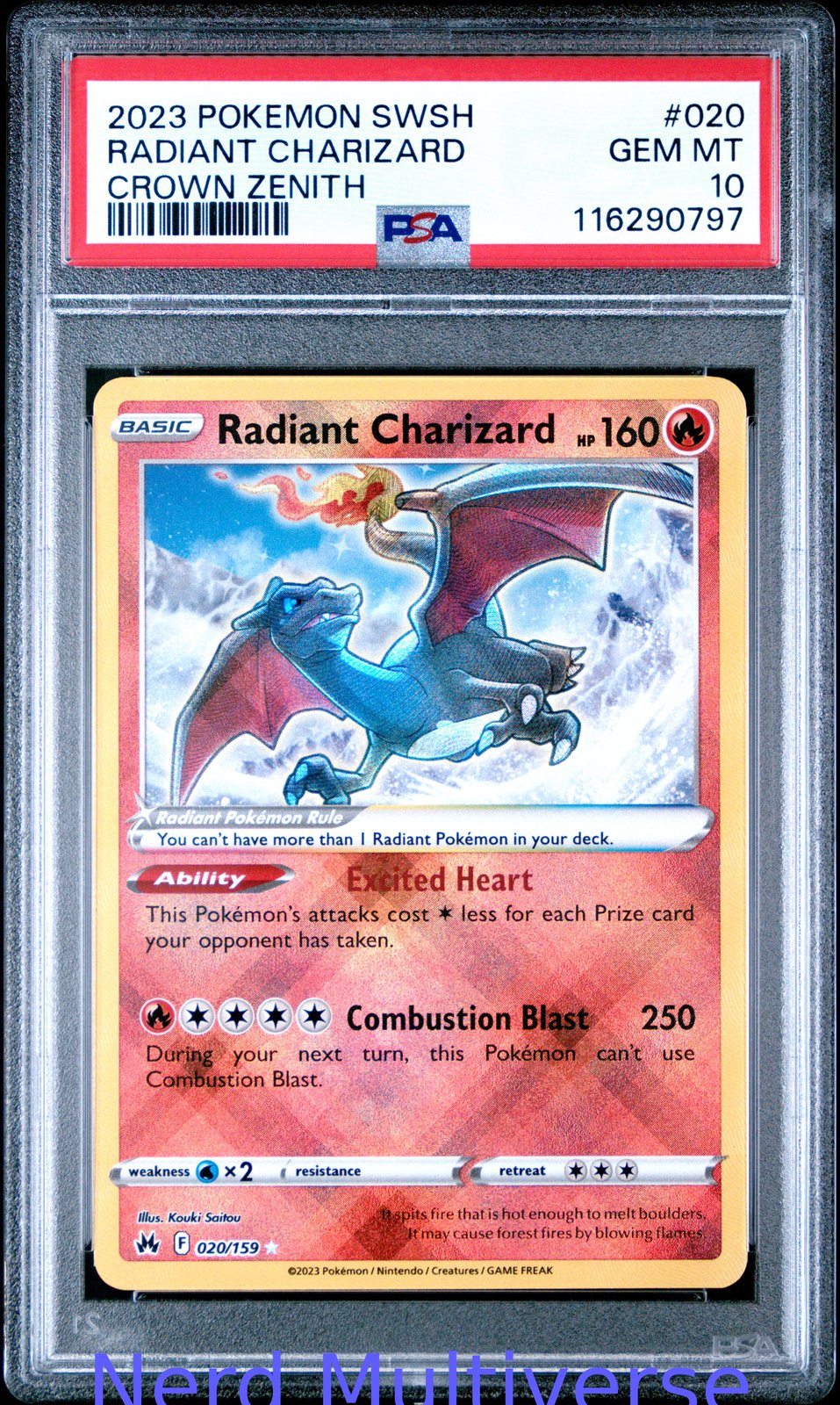RADIANT CHARIZARD 020/159 SWORD SHIELD CROWN ZENITH POKEMON PSA 10 797