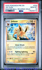 JOLTEON 029/131 MASTER BALL REVERSE HOLO PRISMATIC EVOLUTIONS POKEMON PSA 10 772