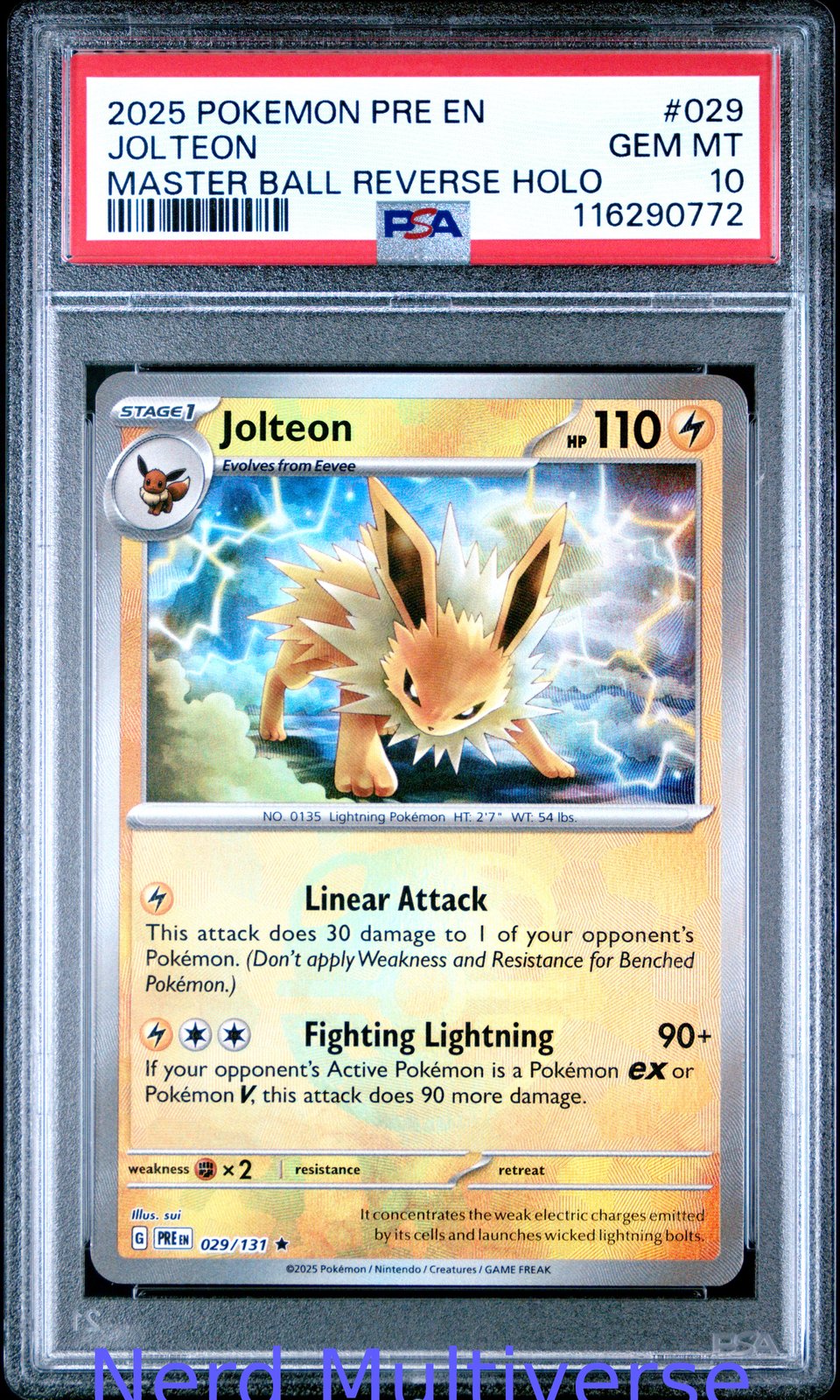 JOLTEON 029/131 MASTER BALL REVERSE HOLO PRISMATIC EVOLUTIONS POKEMON PSA 10 772