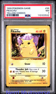 PIKACHU 58/102 YELLOW CHEEKS GAME POKEMON PSA 7 592
