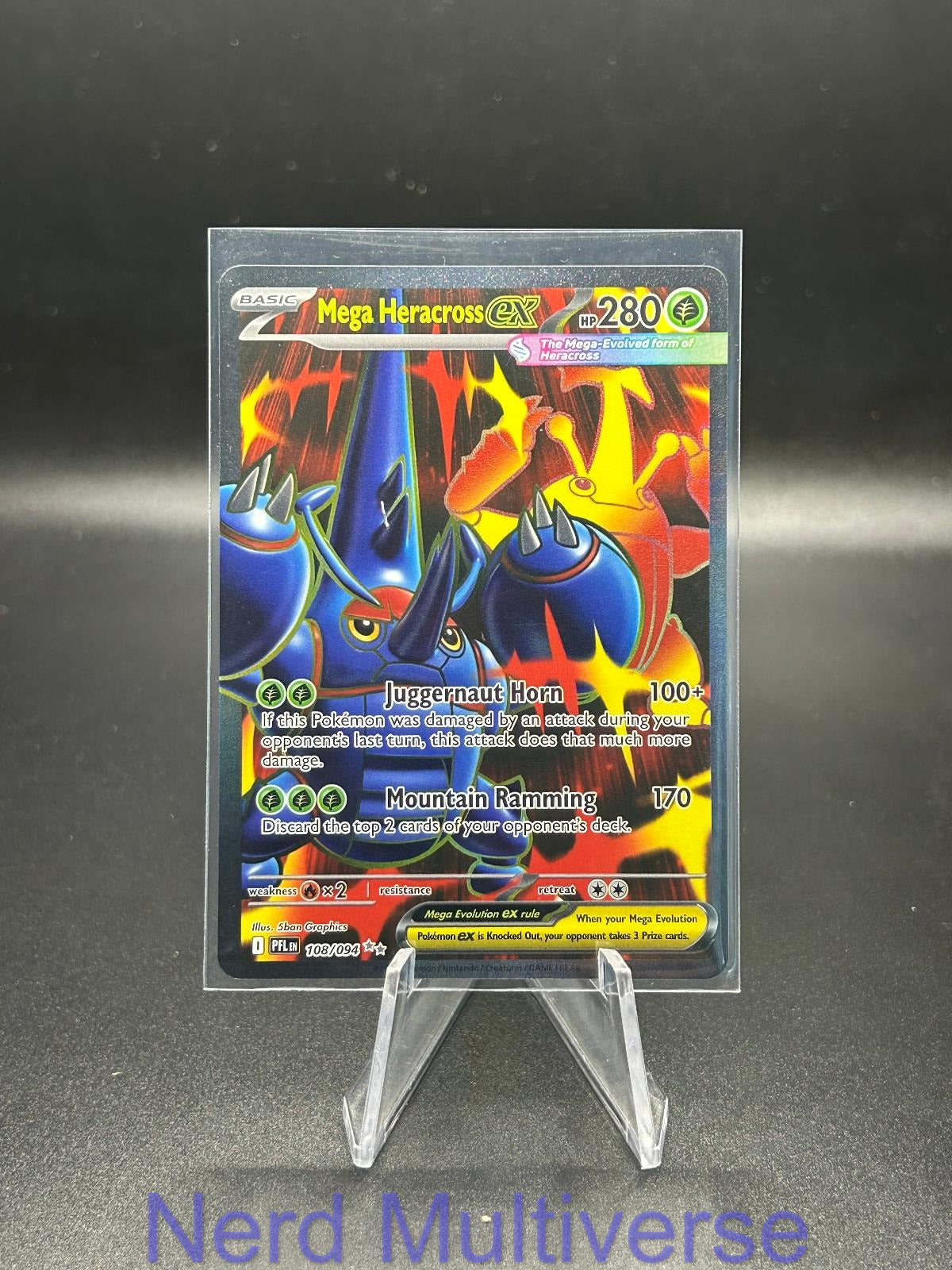 MEGA HERACROSS EX 108/094 UR PHANTASMAL FLAMES POKEMON HOLO NM/M