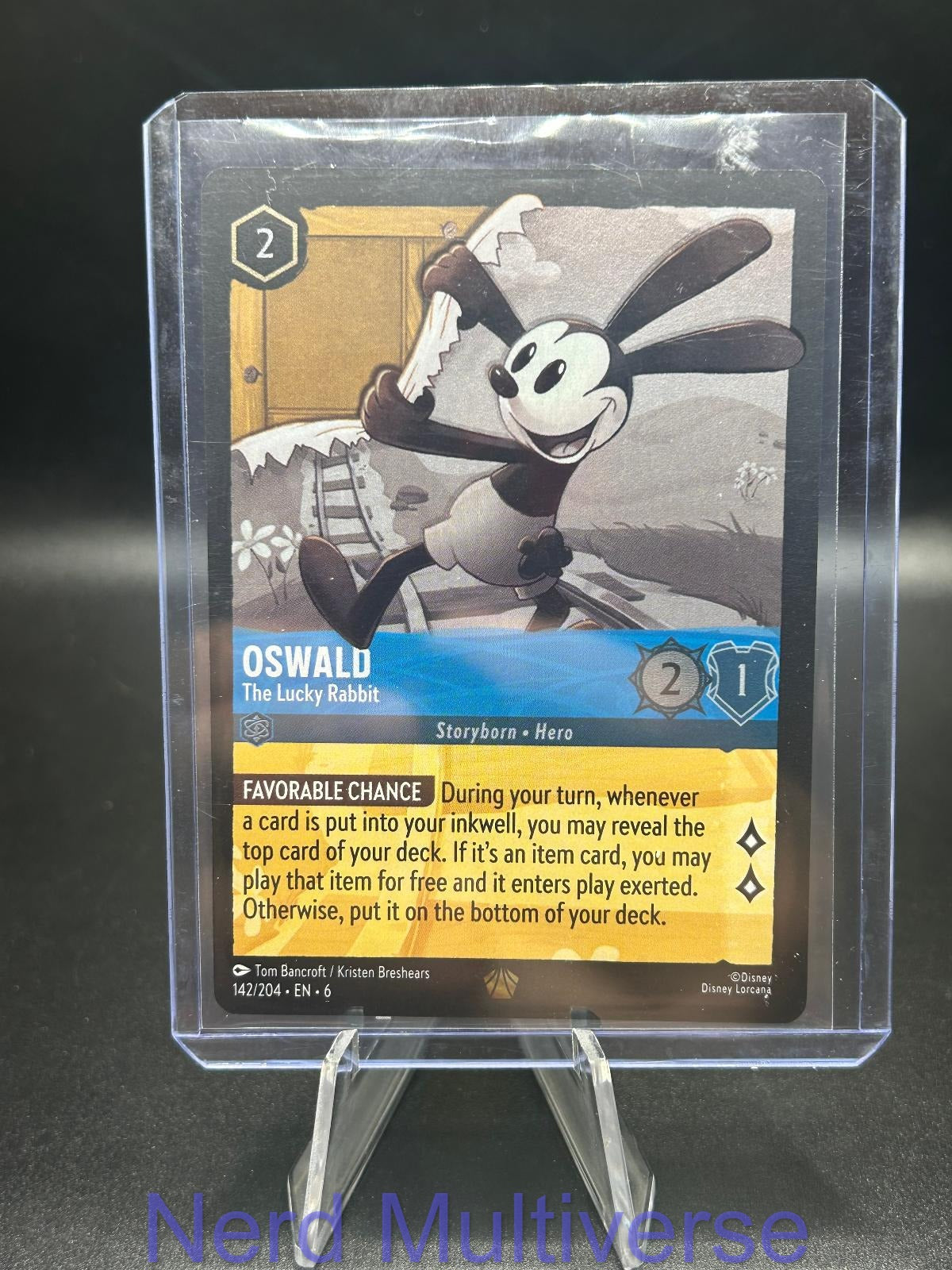 OSWALD - THE LUCKY RABBIT 142/204 LEGENDARY AZURITE SEA LORCANA COLD FOIL NM/M