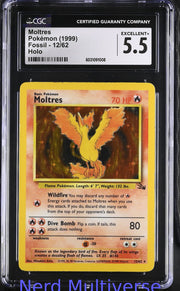 MOLTRES 12/62 HOLO FOSSIL POKEMON CGC 5.5 008