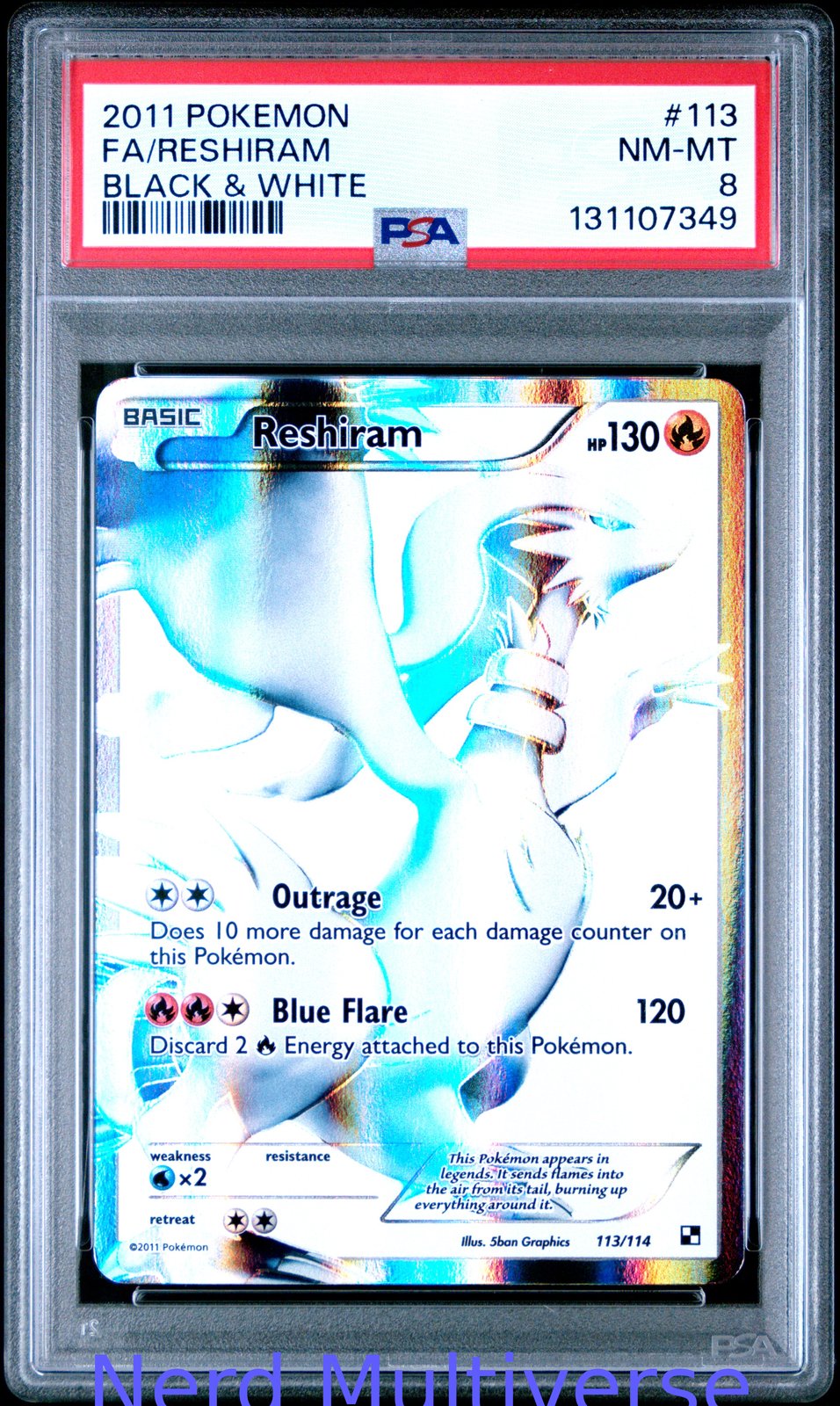 RESHIRAM 113/114 BLACK & WHITE POKEMON PSA 8 349