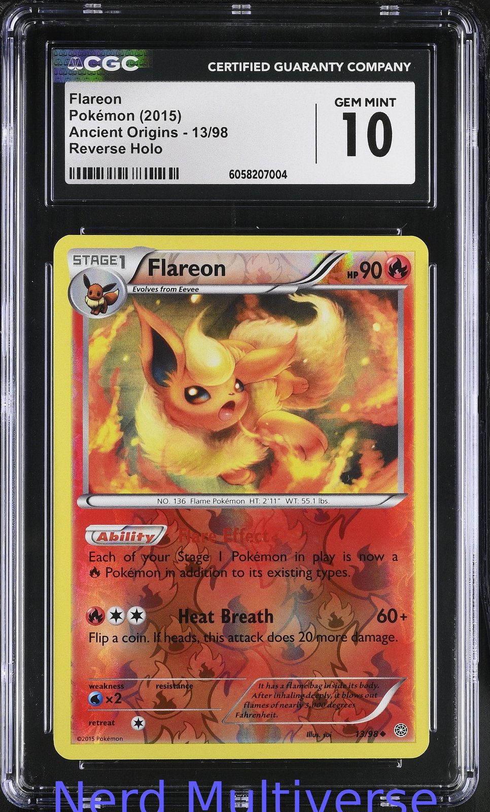 FLAREON 13/98 REVERSE HOLO ANCIENT ORIGINS POKEMON CGC 10 004
