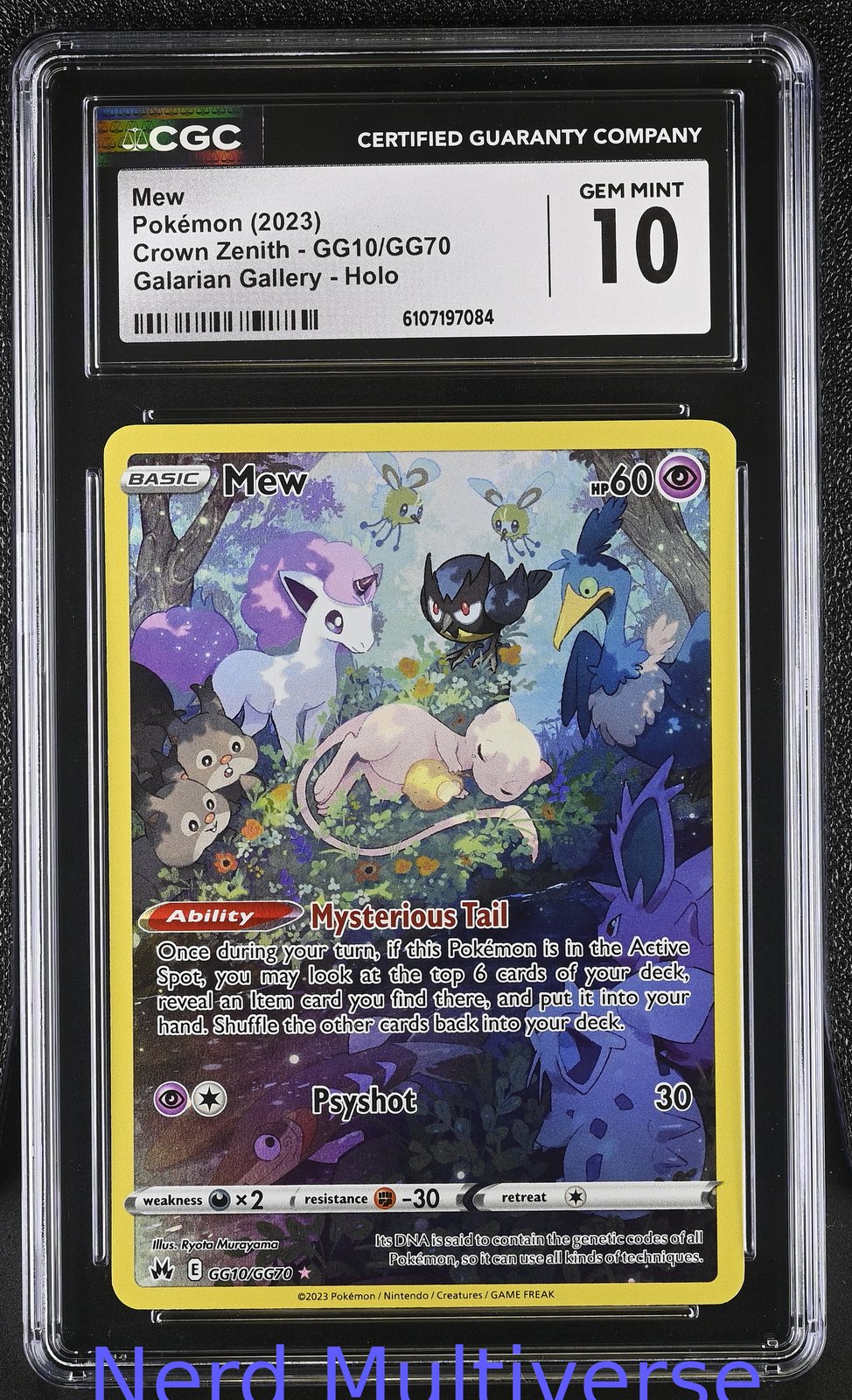 MEW GG10/GG70 GALARIAN GALLERY HOLO CROWN ZENITH POKEMON CGC 10 084