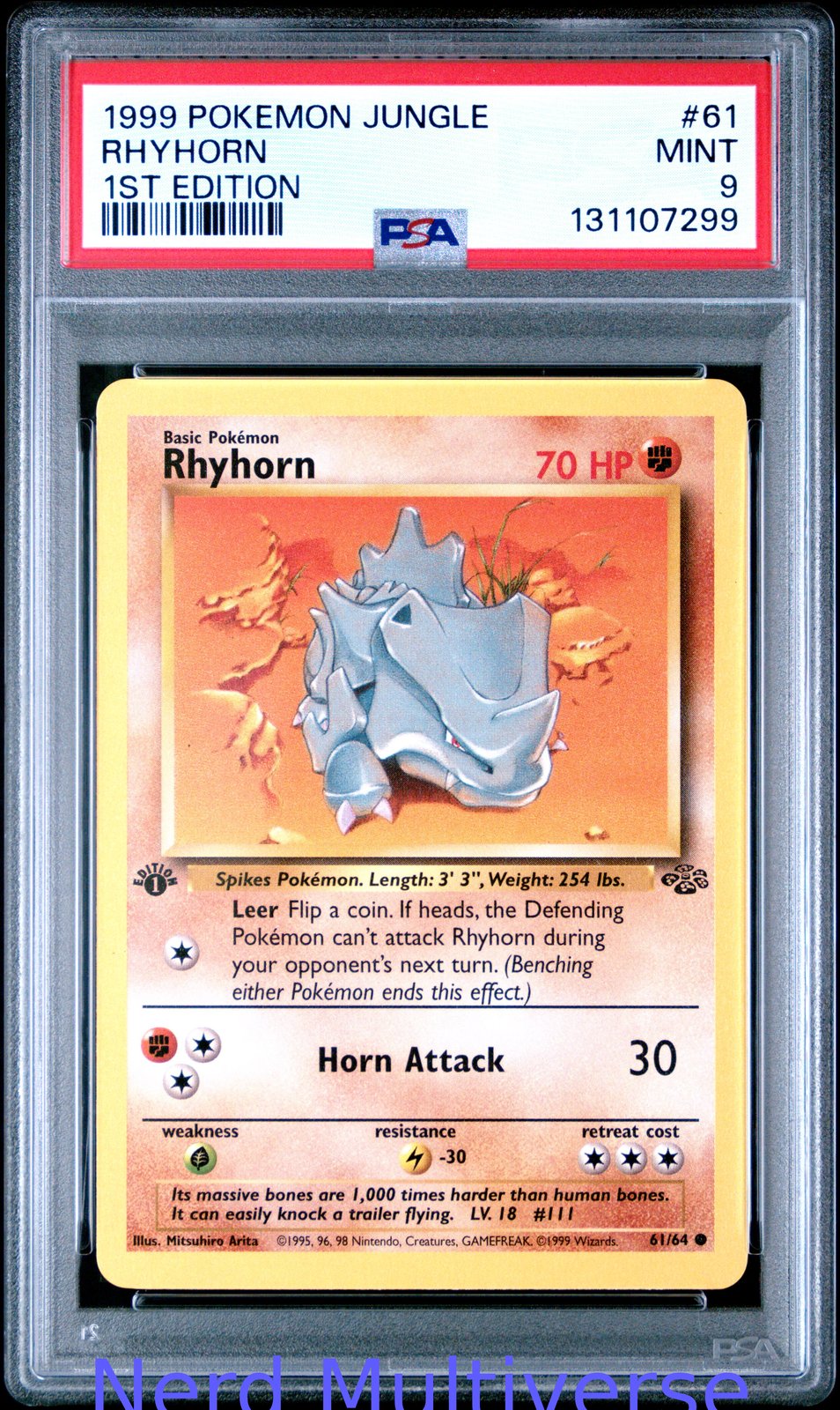 RHYHORN 61/64 1ST EDITION JUNGLE POKEMON PSA 9 299