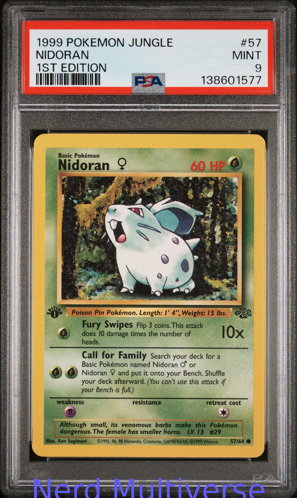 NIDORAN 57/64 1ST EDITION JUNGLE POKEMON PSA 9 577