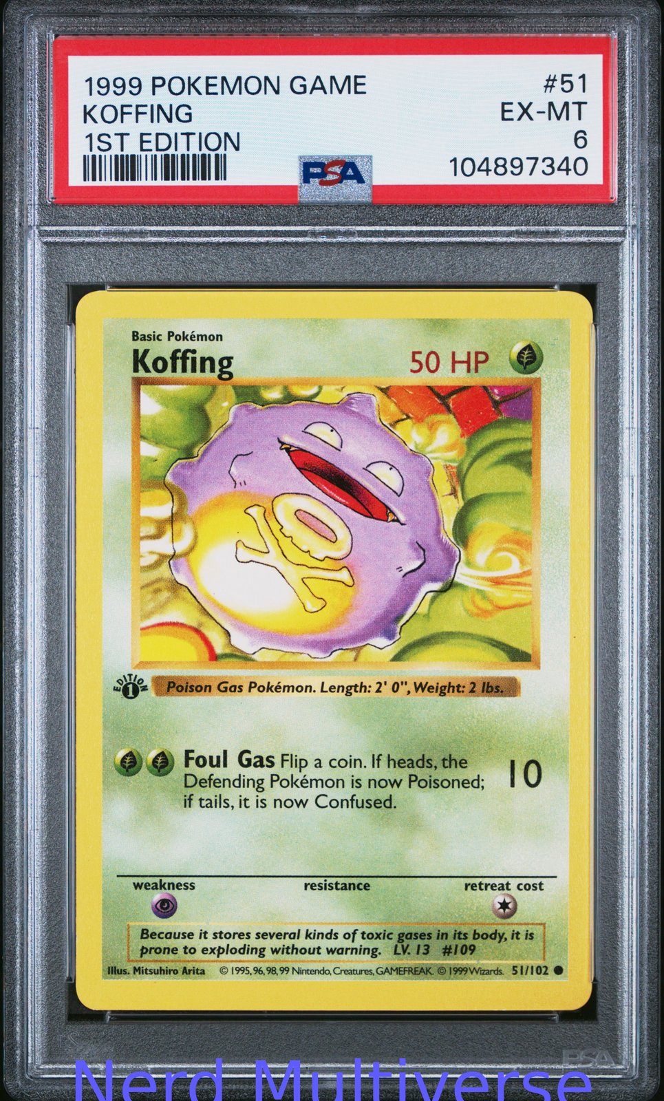 KOFFING 51/102 1ST EDITION GAME POKEMON PSA 6 340