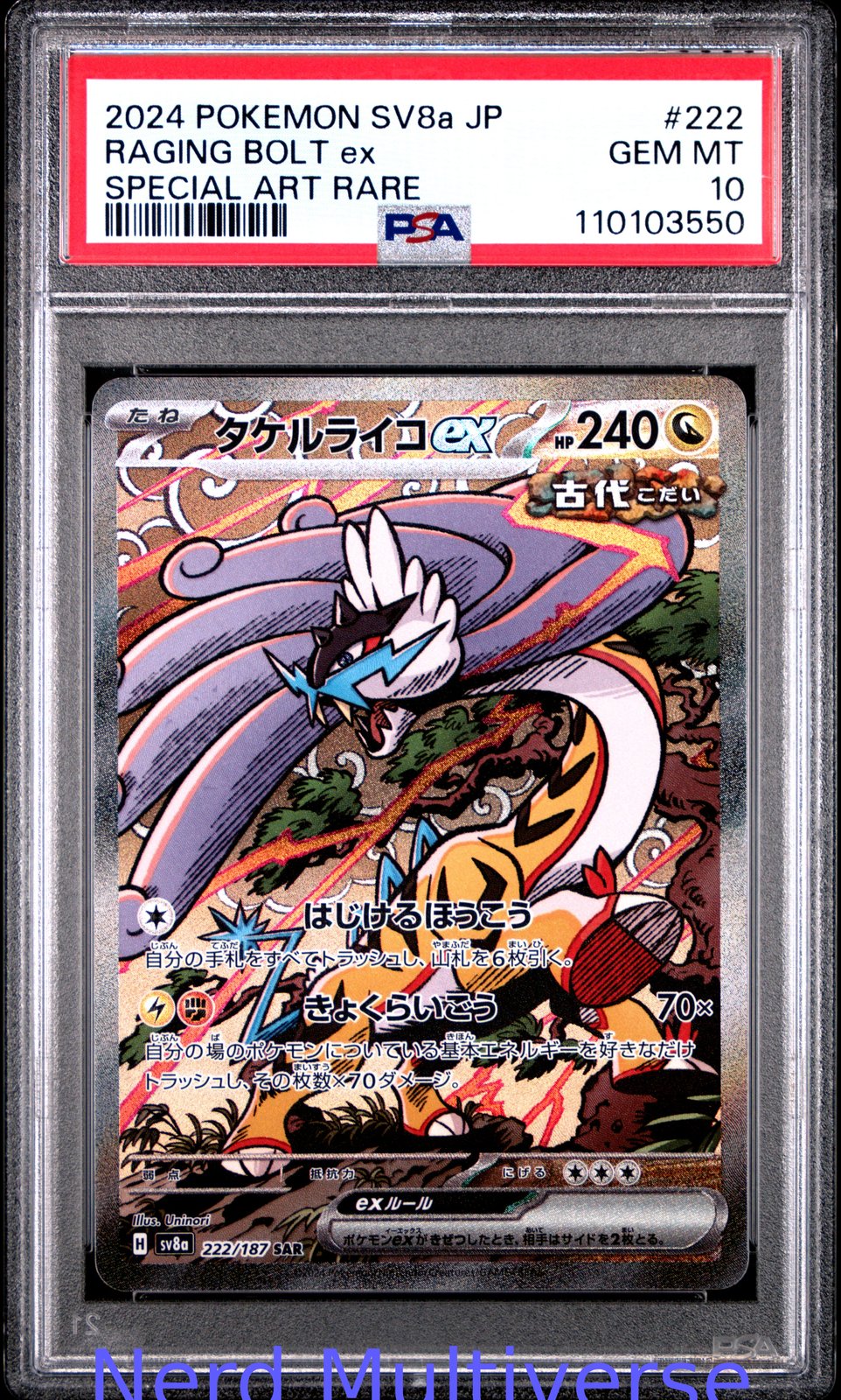 RAGING BOLT EX 222/187 SPECIAL ART RARE POKEMON JAPANESE PSA 10 550