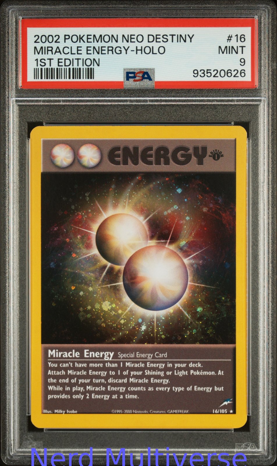 MIRACLE ENERGY HOLO 16/105 1ST EDITION NEO DESTINY POKEMON PSA 9 626