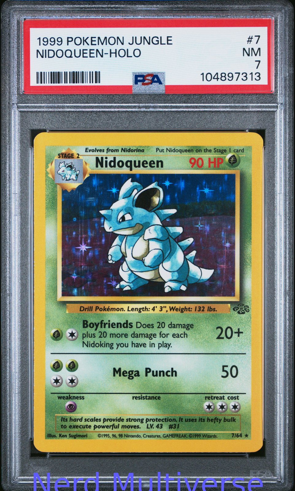 NIDOQUEEN HOLO 7/64 JUNGLE POKEMON PSA 7 313