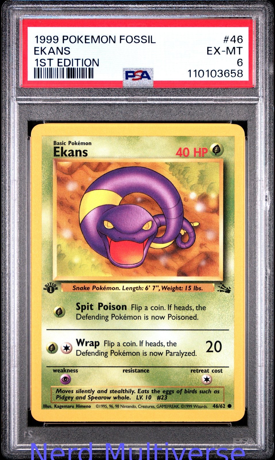 EKANS 46/62 1ST EDITION FOSSIL POKEMON PSA 6 658