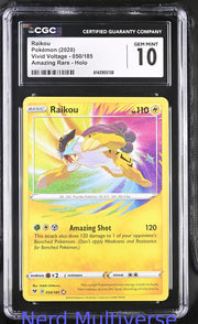 RAIKOU 050/185 AMAZING RARE HOLO VIVID VOLTAGE POKEMON CGC 10 138