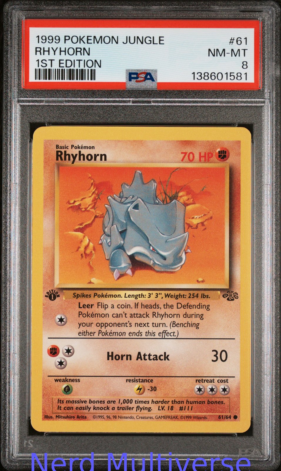 RHYHORN 61/64 1ST EDITION JUNGLE POKEMON PSA 8 581