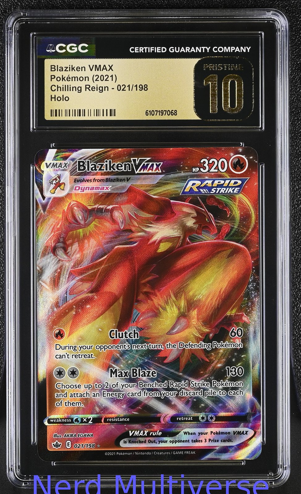 BLAZIKEN VMAX 021/198 HOLO CHILLING REIGN POKEMON CGC 10 068