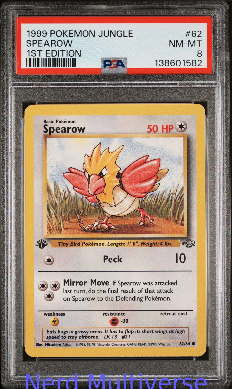 SPEAROW 62/64 1ST EDITION JUNGLE POKEMON PSA 8 582
