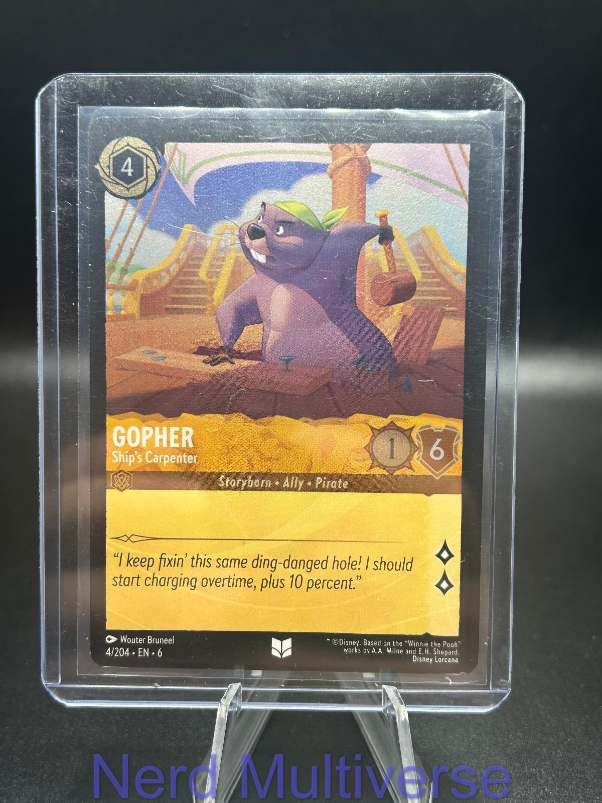 GOPHER - SHIP'S CARPENTER 4/204 UC AZURITE SEA LORCANA COLD FOIL NM/M