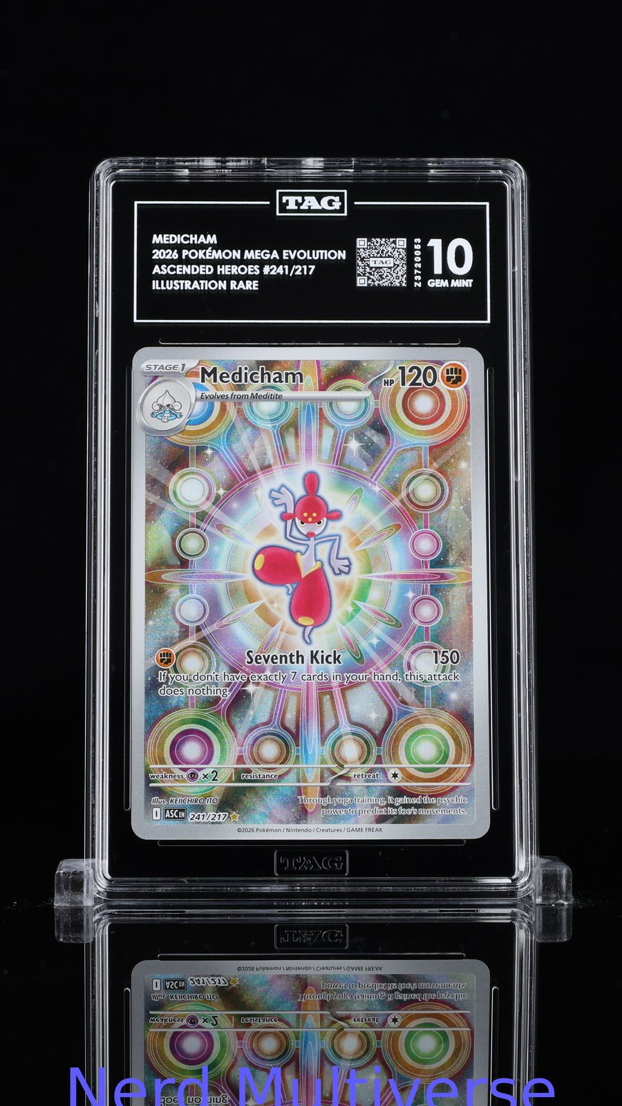 MEDICHAM 241/217 ILLUSTRATION RARE ASCENDED HEROES POKEMON TAG 10 053