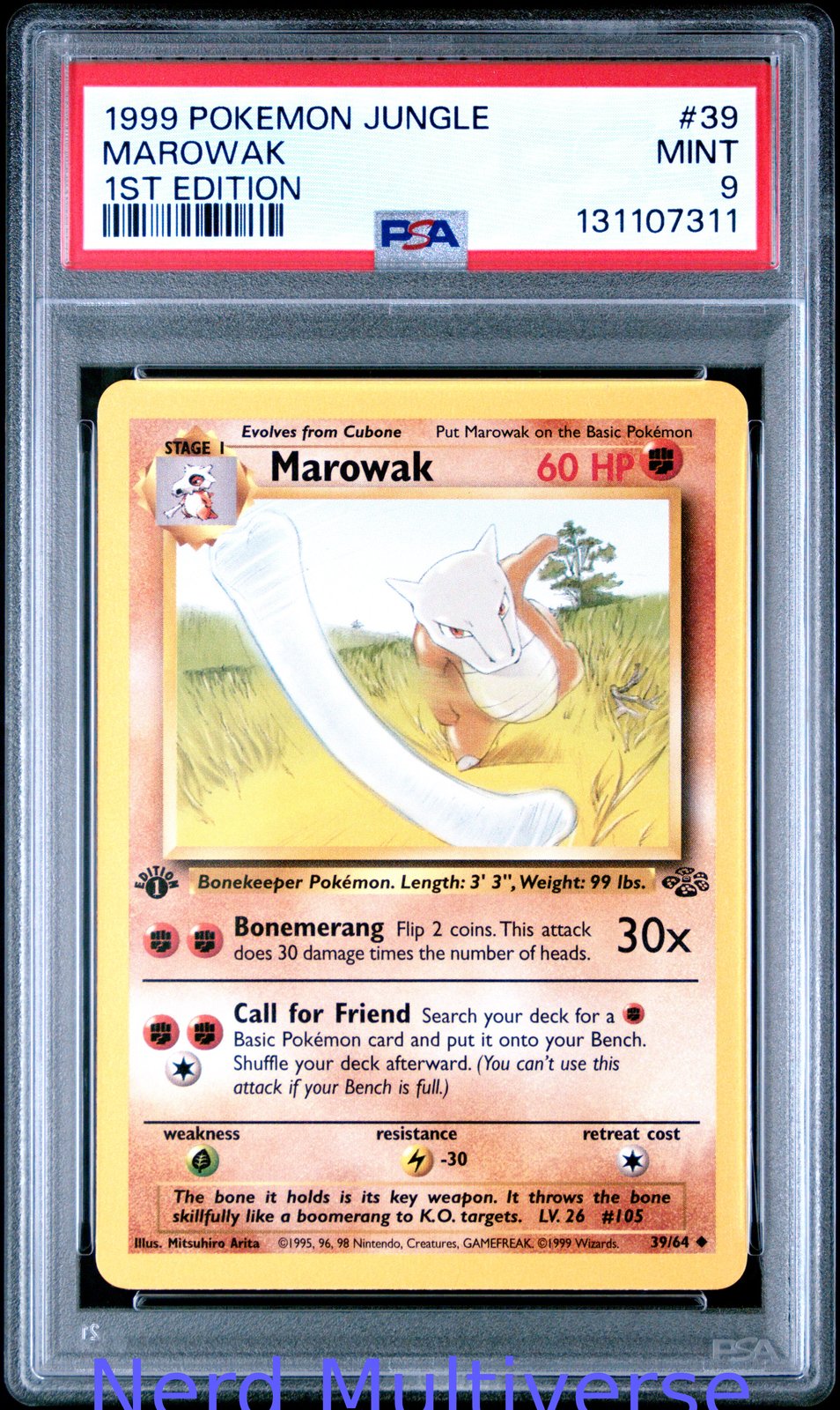 MAROWAK 39/64 1ST EDITION JUNGLE POKEMON PSA 9 311