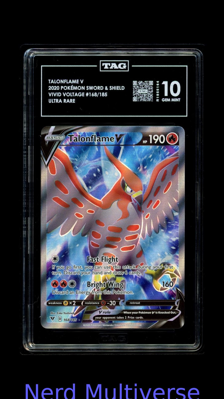 TALONFLAME V 168/185 ULTRA RARE VIVID VOLTAGE POKEMON TAG 10 164