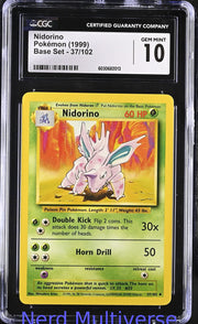 NIDORINO 37/102 BASE SET POKEMON CGC 10 013